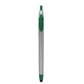 Stylus Click Pen - Silver/Green - Pad Printed